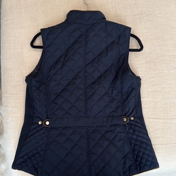 Zara Navy and Gold Quilted Vest with Stand-Up Collar - Picture 3 of 3